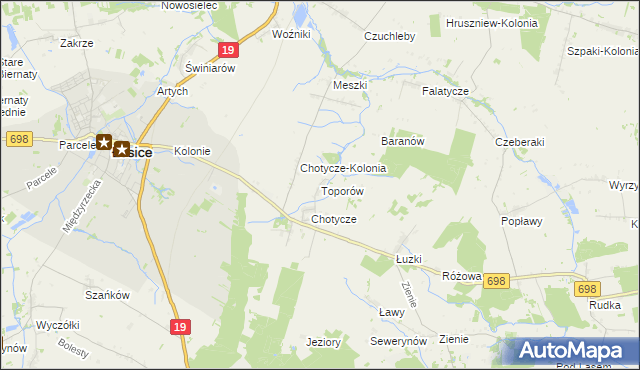 mapa Toporów gmina Łosice, Toporów gmina Łosice na mapie Targeo