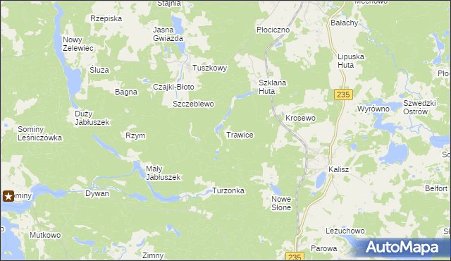 mapa Trawice, Trawice na mapie Targeo