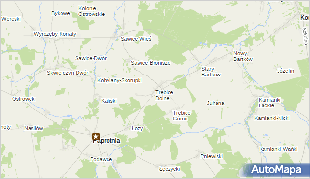 mapa Trębice Dolne, Trębice Dolne na mapie Targeo