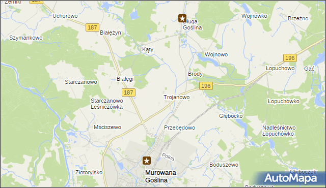 mapa Trojanowo gmina Murowana Goślina, Trojanowo gmina Murowana Goślina na mapie Targeo