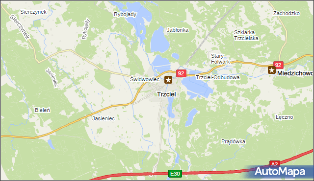 mapa Trzciel powiat międzyrzecki, Trzciel powiat międzyrzecki na mapie Targeo