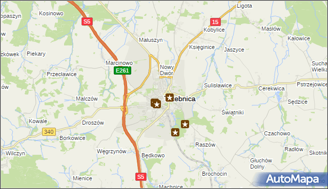 mapa Trzebnica, Trzebnica na mapie Targeo