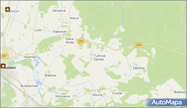 mapa Tuchola Żarska, Tuchola Żarska na mapie Targeo