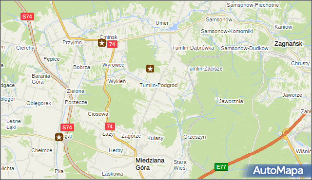 mapa Tumlin-Wykień, Tumlin-Wykień na mapie Targeo