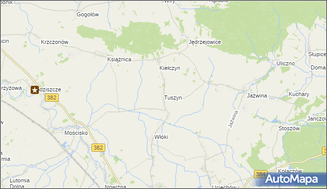 mapa Tuszyn gmina Dzierżoniów, Tuszyn gmina Dzierżoniów na mapie Targeo