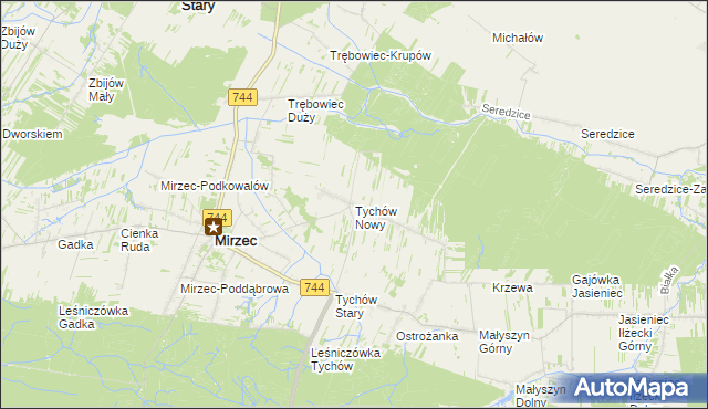 mapa Tychów Nowy, Tychów Nowy na mapie Targeo