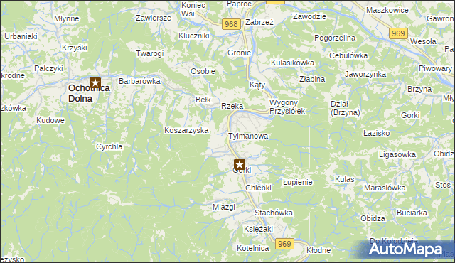 mapa Tylmanowa, Tylmanowa na mapie Targeo