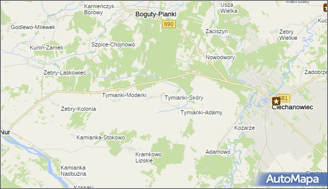 mapa Tymianki-Skóry, Tymianki-Skóry na mapie Targeo