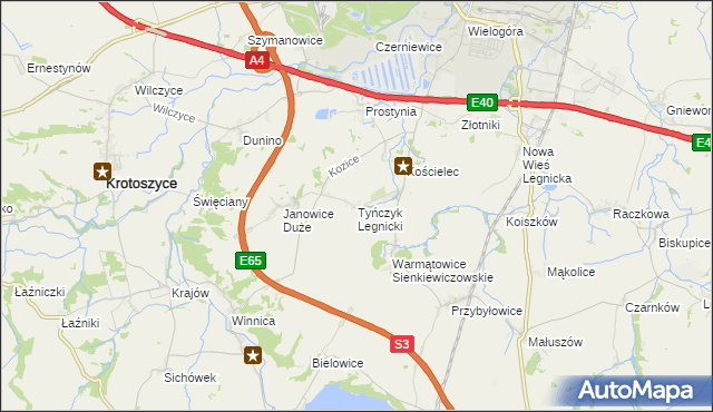 mapa Tyńczyk Legnicki, Tyńczyk Legnicki na mapie Targeo