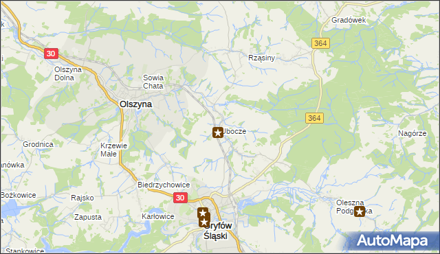 mapa Ubocze gmina Gryfów Śląski, Ubocze gmina Gryfów Śląski na mapie Targeo