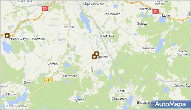 mapa Ugoszcz gmina Studzienice, Ugoszcz gmina Studzienice na mapie Targeo