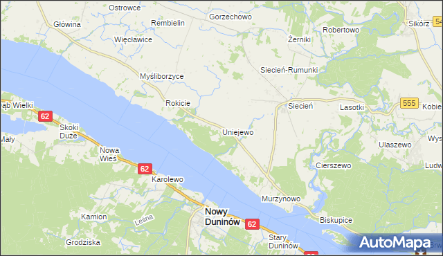 mapa Uniejewo, Uniejewo na mapie Targeo