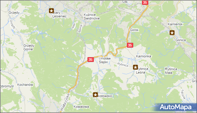 mapa Unisław Śląski, Unisław Śląski na mapie Targeo