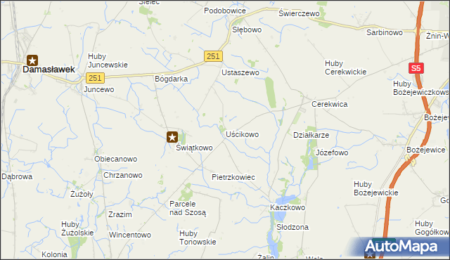 mapa Uścikowo gmina Żnin, Uścikowo gmina Żnin na mapie Targeo