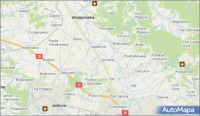 mapa Ustrobna, Ustrobna na mapie Targeo
