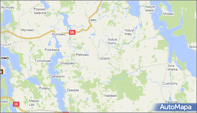 mapa Użranki, Użranki na mapie Targeo