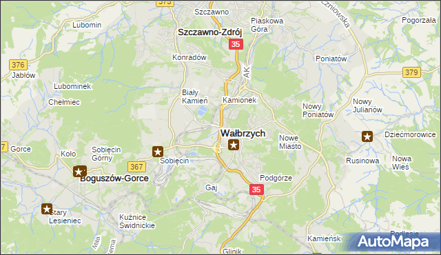 mapa Wałbrzycha, Wałbrzych na mapie Targeo