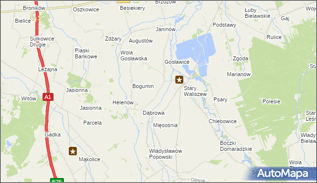 mapa Waliszew Dworski, Waliszew Dworski na mapie Targeo