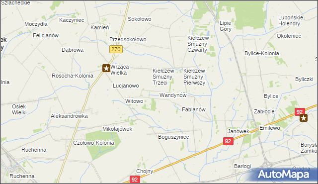 mapa Wandynów gmina Koło, Wandynów gmina Koło na mapie Targeo