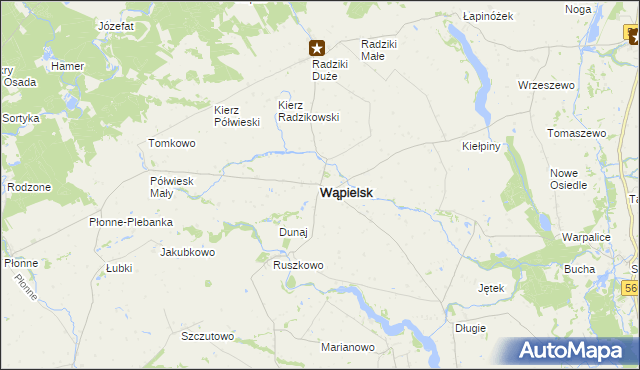 mapa Wąpielsk, Wąpielsk na mapie Targeo