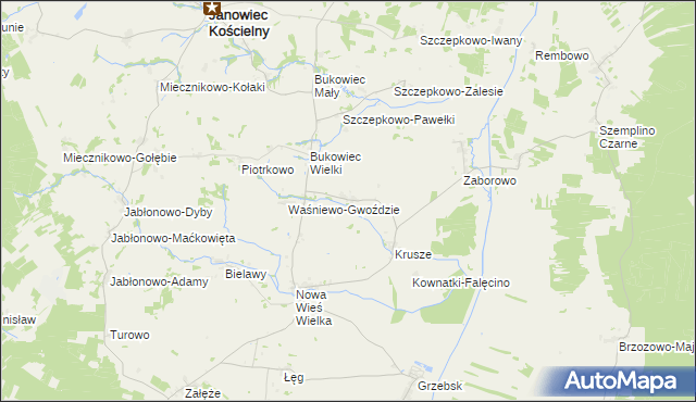 mapa Waśniewo-Grabowo, Waśniewo-Grabowo na mapie Targeo