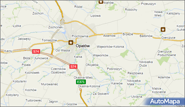 mapa Wąworków, Wąworków na mapie Targeo