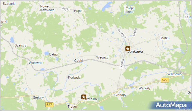 mapa Węgajty, Węgajty na mapie Targeo