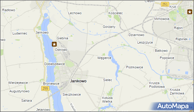 mapa Węgierce gmina Pakość, Węgierce gmina Pakość na mapie Targeo