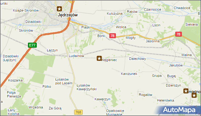 mapa Węgleniec, Węgleniec na mapie Targeo