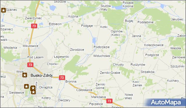 mapa Widuchowa gmina Busko-Zdrój, Widuchowa gmina Busko-Zdrój na mapie Targeo