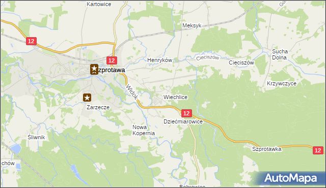 mapa Wiechlice, Wiechlice na mapie Targeo