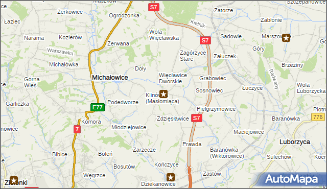 mapa Więcławice Stare, Więcławice Stare na mapie Targeo