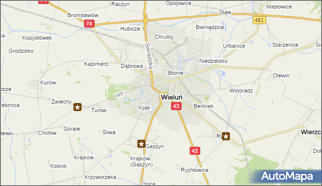 mapa Wieluń, Wieluń na mapie Targeo