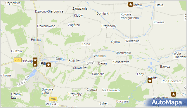 mapa Wierbka, Wierbka na mapie Targeo