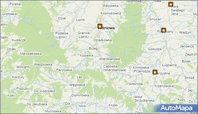 mapa Wierzbanowa, Wierzbanowa na mapie Targeo