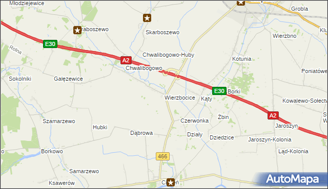 mapa Wierzbocice, Wierzbocice na mapie Targeo