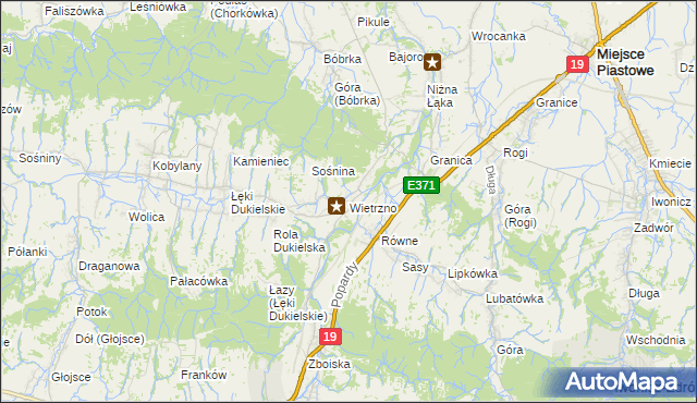 mapa Wietrzno gmina Dukla, Wietrzno gmina Dukla na mapie Targeo