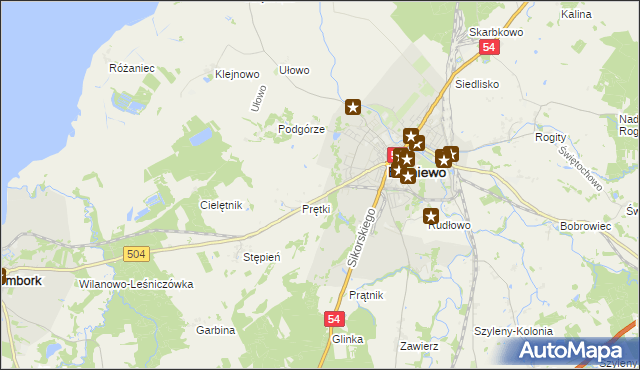 mapa Wikielec gmina Braniewo, Wikielec gmina Braniewo na mapie Targeo