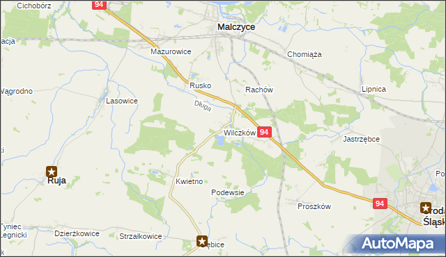 mapa Wilczków gmina Malczyce, Wilczków gmina Malczyce na mapie Targeo