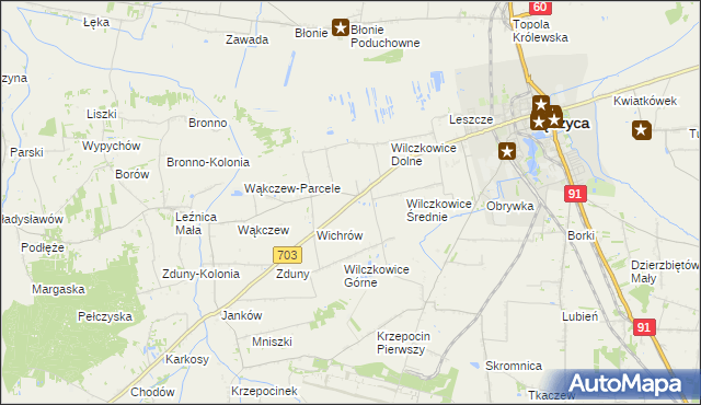 mapa Wilczkowice nad Szosą, Wilczkowice nad Szosą na mapie Targeo