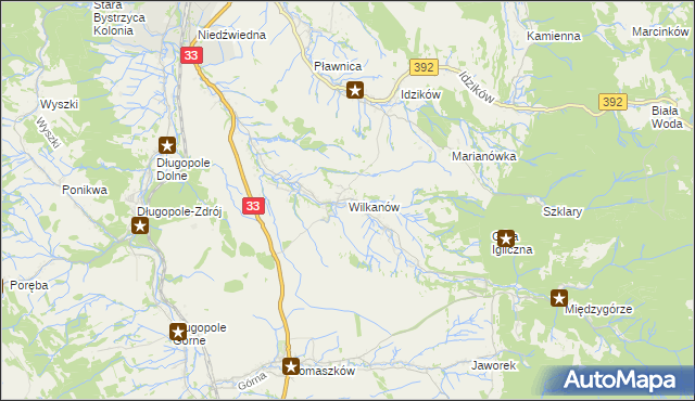 mapa Wilkanów, Wilkanów na mapie Targeo