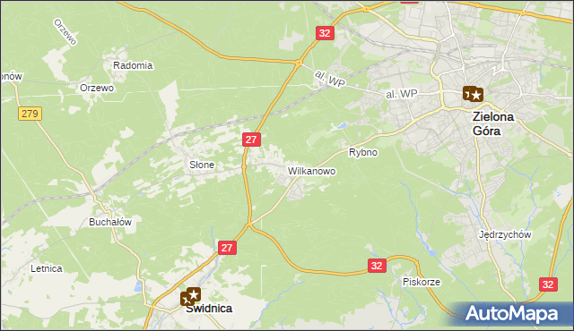 mapa Wilkanowo gmina Świdnica, Wilkanowo gmina Świdnica na mapie Targeo