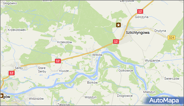 mapa Wilków gmina Głogów, Wilków gmina Głogów na mapie Targeo