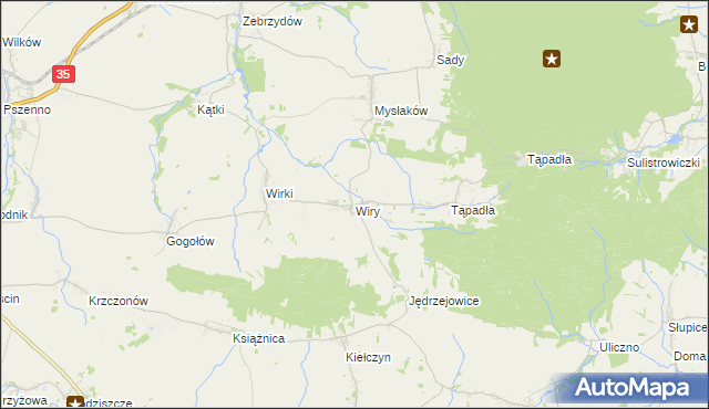 mapa Wiry gmina Marcinowice, Wiry gmina Marcinowice na mapie Targeo