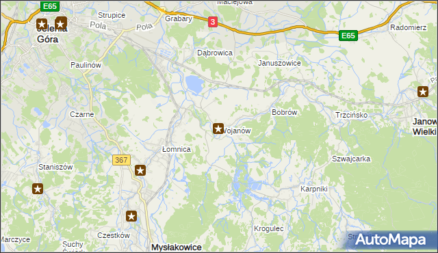 mapa Wojanów, Wojanów na mapie Targeo