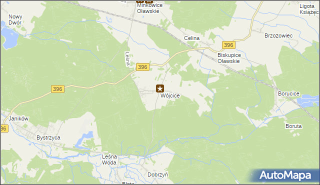 mapa Wójcice gmina Jelcz-Laskowice, Wójcice gmina Jelcz-Laskowice na mapie Targeo