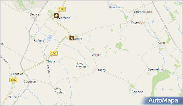 mapa Wójcin gmina Warnice, Wójcin gmina Warnice na mapie Targeo