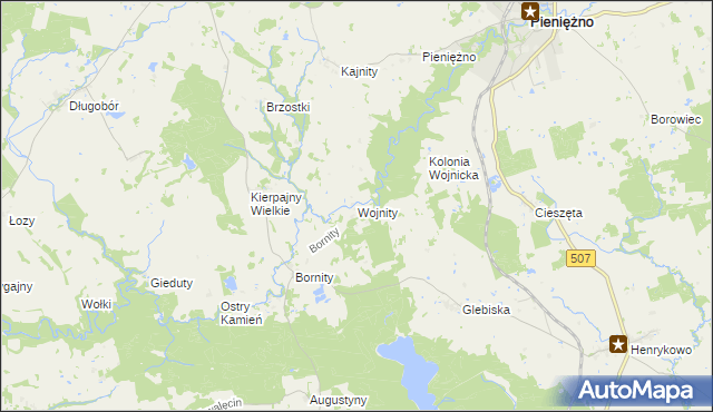 mapa Wojnity, Wojnity na mapie Targeo