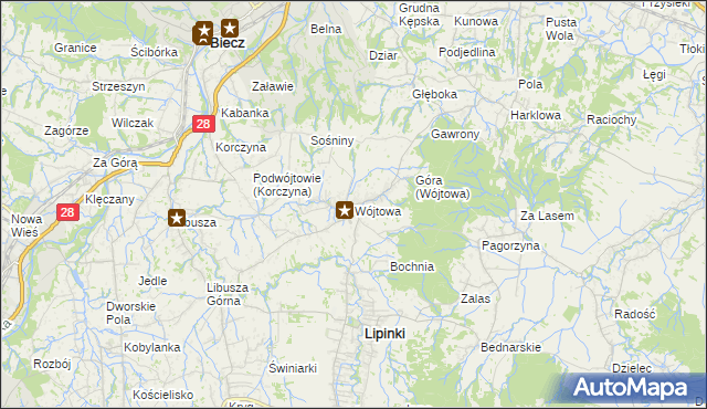 mapa Wójtowa, Wójtowa na mapie Targeo