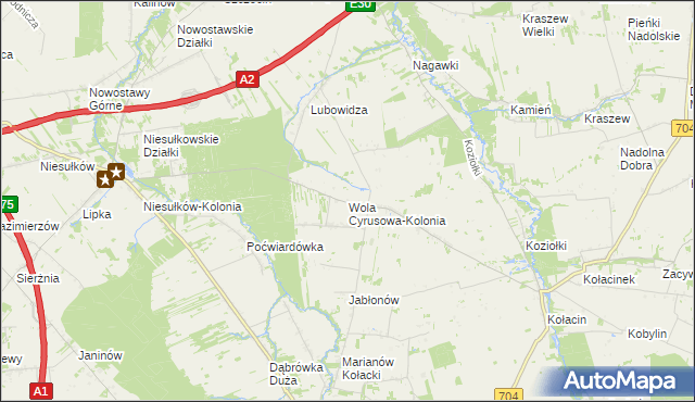 mapa Wola Cyrusowa-Kolonia, Wola Cyrusowa-Kolonia na mapie Targeo